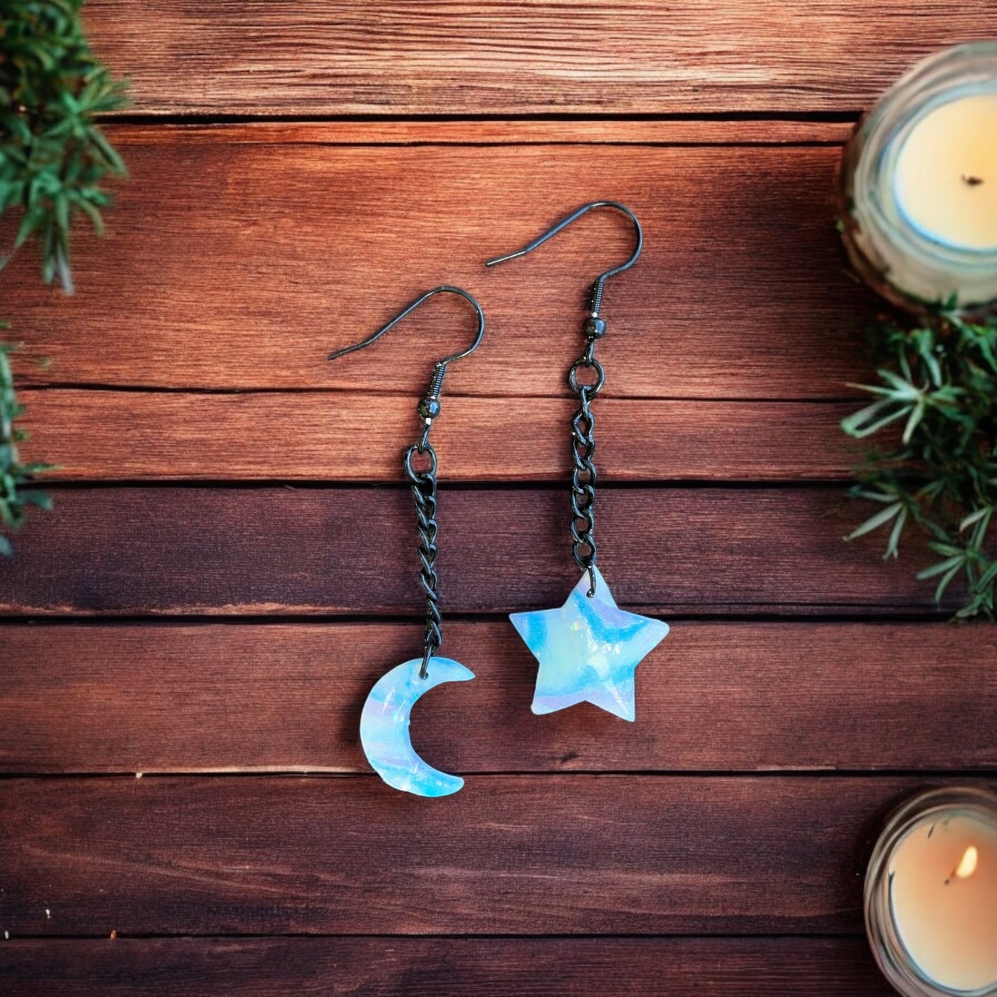 Celestial Glow Black Chain Dangles