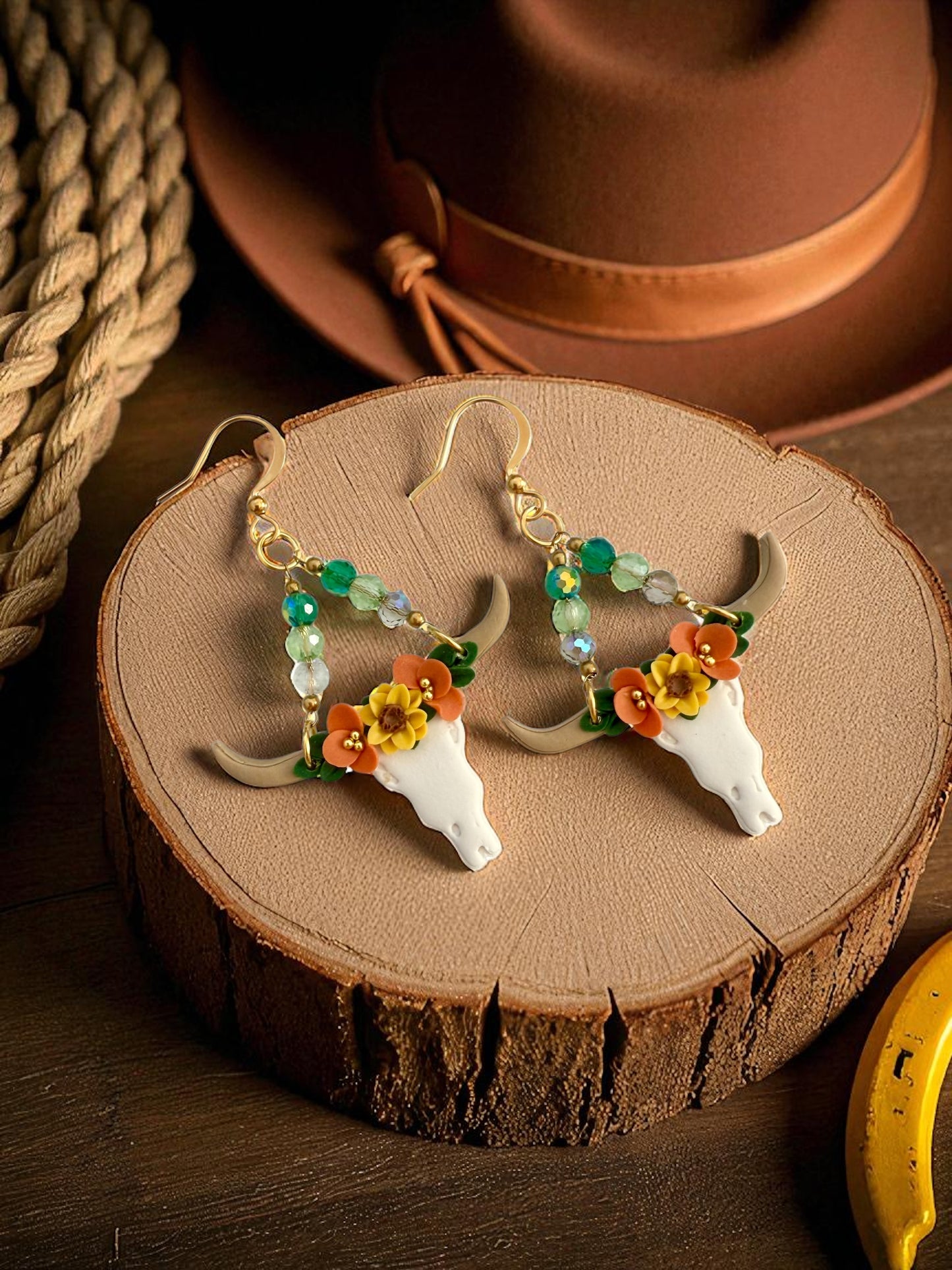 Gold Longhorn Dangles