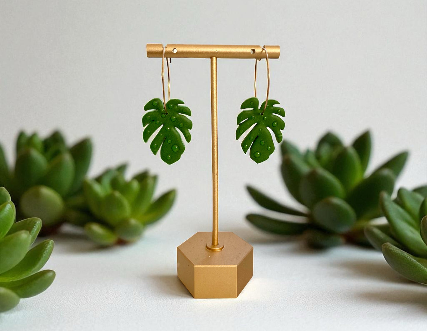 Monsterra Leaf Hoop Dangles